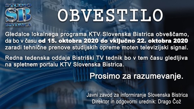 KTV Obvestilo o tehnicni posodobitvi KTV Obvestilo o tehnicni posodobitvi