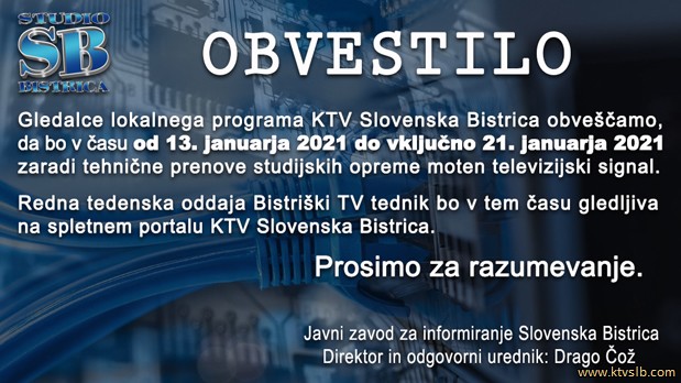 KTV Obvestilo o tehnicni posodobitvi splet KTV Obvestilo o tehnicni posodobitvi splet